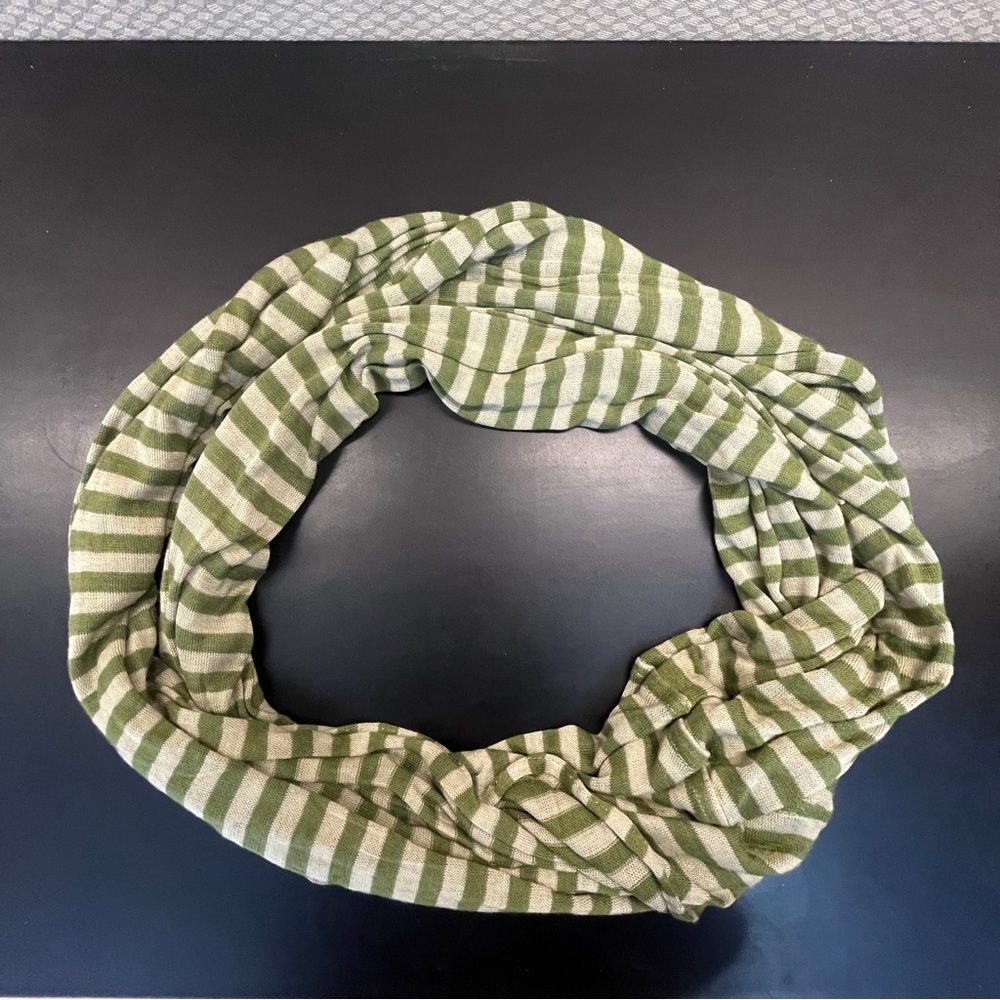 echo Green Striped Infinity Scarf Cotton Stretch